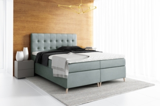 99rooms Sorento Boxspringbett Strukturstoff 160x200 cm Hellgrau