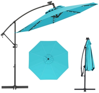 COSTWAY Sonnenschirm, LxB: 300,00x300,00 cm, mit LED, Kurbel, neigbar