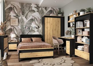 Compleo Schreibtisch mit Drehtür und Schublade LIMA Schreibtisch mit LED-Beleuchtung, Möbel für das Jugendzimmer