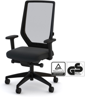 ASSMANN Bürostuhl Streamo Synchronmechanik mit Netzrücken Schwarz 65 x 61 x 116 cm Textil