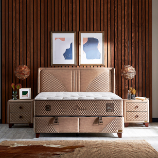 Bambi Boxspringbett Funktionsbett mit Matratze Clima Naturel 160x200 mit 2 Nachttischen