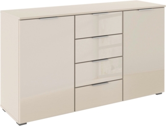 rauch Kombikommode Sideboard Kombikommode Schubladenkommode AGORDO mit Glasfront (in zwei Griff-Farben, Breite 120 cm), vier große Schubladen, mit insgesamt 4 Einlegeböden MADE IN GERMANY