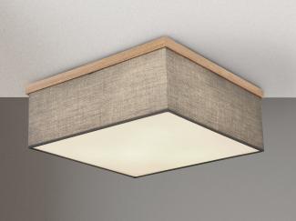 LED Deckenleuchte mit Stoff Lampenschirm und Holzoptik, 40x40cm