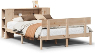 vidaXL Massivholzbett mit Regal ohne Matratze 160x200 cm Kiefernholz 3321778