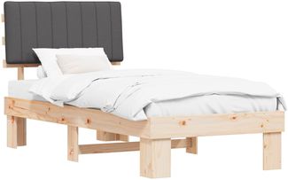 vidaXL Bettgestell mit gepolstertem Kopfteil Dunkelgrau 90 x 200 cm 877515