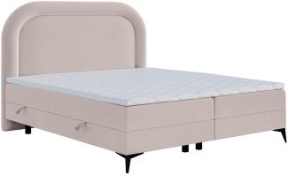 Selsey 'Loreo' Boxspringbett mit Bettkasten, Chenille-Bezug, hellbeige , 140x200 cm