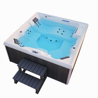 DEKO VERTRIEB BAYERN Whirlpool XXL Luxus SPA LED Whirlpool SET 207x207 Farblicht Outdoor Indoor Pool