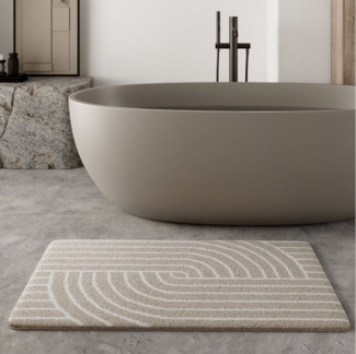 Wecon home Basics Badematte Hilda, Höhe 15 mm, Polyester, rechteckig, waschbar, rutschfest, strapazierfähig, pflegeleicht mit Retro Muster