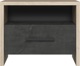 Calicosy 'COLORADO' Nachttisch mit 1 Schublade und 1 Fächer in Eichenholzoptik und schwarz - Eiche kronberg/sidewalk