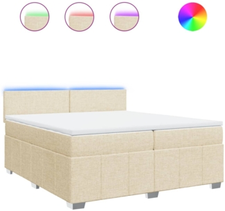 vidaXL Boxspringbett mit Matratze Creme 200x200 cm Stoff 3289473