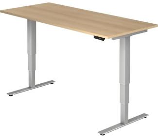 Sitz-Steh-Schreibtisch elektrisch XDSM19 180x80cm Eiche Gestellfarbe: Silber