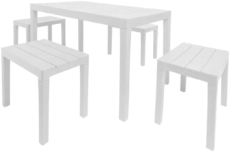 Dmora Outdoor-Lounge-Set Asta, Gartenkomposition mit 1 rechteckigen Tisch und 4 Bänken, Indoor- und Outdoor-Lounge von Pic Nic, 100 % Made in Italy, Weiß