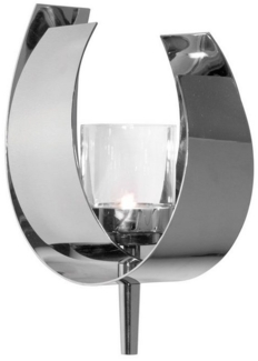 Fink Wandkerzenhalter AMALIA Wandleuchter - H. 30cm - silber - Aluminium/Edelstahl/Glas (1 St, Wandkerzenhalter - Wandlaterne), Moderne Wandlampe mit Glas - Elegante Wandbeleuchtung & Wandfackel
