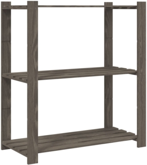 vidaXL Lagerregal mit 3 Böden Grau 80x38x90 cm Massivholz Kiefer 373386