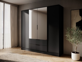 MOEBLO Drehtürenschrank SEVIA (Moderner und funktionaler Schrank mit verstellbaren Regalen und Schubladen, Kleiderschrank 4-türig Schrank Garderobe Schlafzimmer mit/ohne Spiegel, mit/ohne Vitrinen - und Schubladen) (BxHxT): 206x200x51 cm