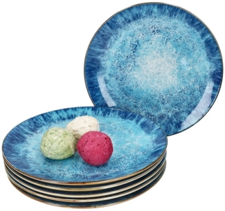 MamboCat Speiseteller Marina 6er Set Speiseteller Ø27cm Porzellan Platte blaue Essteller