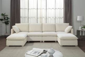 ATLANTIC home collection Wohnlandschaft, modularer 4-Sitzer mit 2 Hockern, weicher Cordbezug