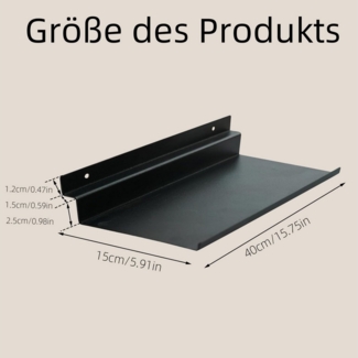 TWSOUL Deko-Wandregal Regal für Akustikpaneele, Schwarz Metall Mehrere Größen Wandregal, Akustikpaneele Zubehör, Schweberegal Wandorganizer für Wohnzimmer