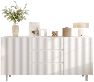 FUFU&GAGA Sideboard mit 2 Türen und 3 Schubladen, Hochglanz-Finish mit Wellenmuster-Design