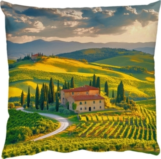 MuchoWow Dekokissen Toskana - Landschaft - Weinberge, Zierkissen mit Füllung für Wohnzimmer, Sofakissen, 40x40 cm