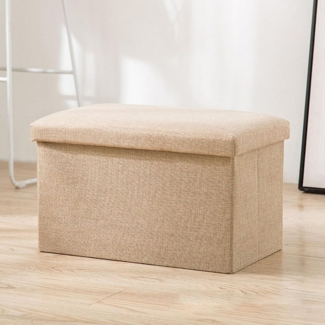BlingBin Sitzhocker Bettbank mit Stauraum Sitzbank Faltbar Truhen Sitztruhe Fußbank (1 Stück, 1 St, 1er Set), Gepolsterte Sitzfläche aus Leinen, 76 x 37,5 x 38 cm