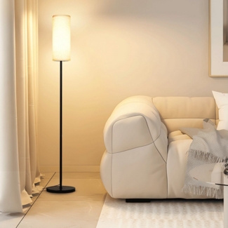 Simloveve Stehlampe 12W Dimmbar LED Stehlampe E27 Leselampe, Standleuchte mit Leinen Lampenschirm & Fußschalter, Stehleuchte mit 3 Farbtemperaturen