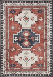 Interiyou Teppich Gent, Rechteckig, Höhe: 5 mm, Vintage Kurzflor für Wohnzimmer, Schlafzimmer, waschbar, pflegeleicht