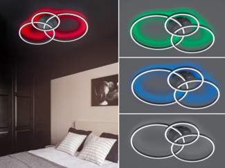 LED Deckenleuchte WINONA dimmbar mit Fernbedienung Schwarz, Breite 78cm