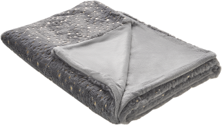 Kuscheldecke Grau Polyester Stoff 150x200 cm mit Sternen Motiv