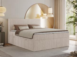 Mks Möbel 'Tiliano' Boxspringbett mit Kopfteil und Topper, Beige, 180 x 200 cm, H4