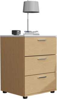 VCM Nachttisch Testalo 919810 Honig-Eiche / Weiß H. 59 x B. 46 x T. 42 cm