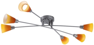 LED Deckenleuchte, Glas, chrom, gelb, 6 flammig