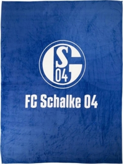 Wohndecke Flanell Königsblau 150 x 200 cm 100% Polyester, FC Schalke 04