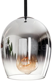 hofstein Hängeleuchte Hängelampe aus Metall/Glas in Schwarz/Rauchfarben/Klar, ohne Leuchtmittel, im Vintage/Retro Design, Glasschrim (15cm), 1x E27, ohne Leuchtmittel