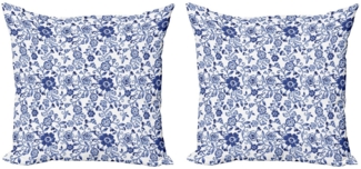 Abakuhaus Kissenbezüge Modern Accent Doppelseitiger Digitaldruck, (2 Stück), Aquarell Vibrierende blaue Blumen