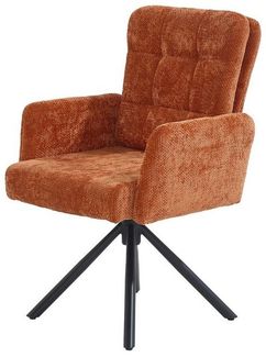 Massivart® Polsterstuhl drehbar, Esszimmerstuhl mit Wippfunktion & Taschenfederkern, »Hedia«, Armlehnen · Chenille-Optik · Metallgestell schwarz