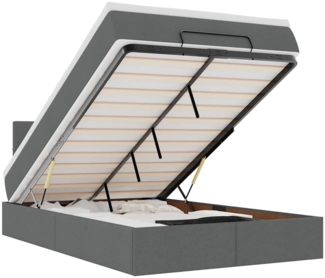 vidaXL Ottoman-Bett mit Matratze Dunkelgrau 120x190 cm Stoff 3311443