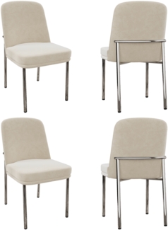 Merax Esszimmerstuhl (Set, 4 St), 4er Set Polsterstühle Küchenstuhl Samt Beige, silberne Metallbeine