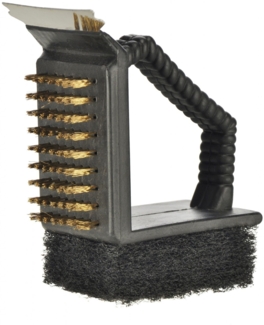 Grillreinigungsbürste 3 in 1 mit Griff: Kunststoff Edelstahlkratzer 30030 von Hi