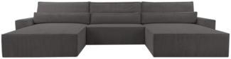 MOEBLO Wohnlandschaft DENVER U, Eckcouch aus Cordstoff Ecksofa U-Form Cord Sofa Couch Polsterecke U-Sofa - 410x85x200cm, mit Bettkasten und Schlaffunktion