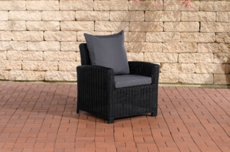 CLP Polyrattan Stuhl Sessel Fisolo 5mm,schwarz eisengrau