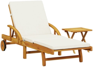 vidaXL Sonnenliege mit Auflage und Tisch Massivholz Akazie 3206362