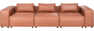 Modulsofa 3-Sitzer BRANDE Kunstleder Goldbraun