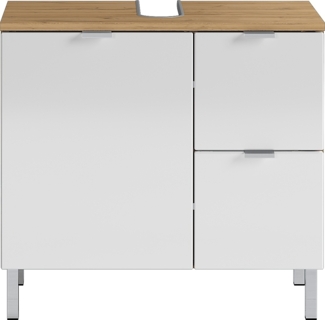 Germania WB-Unterschrank 8529-552 GW-MAURESA, in grandson-Eiche-Nachbildung/weiß, Fronten in Hochglanz, zwei Schubkästen, Oberboden mit Aussparung für Siphon, 60 x 56 x 34 cm (BxHxT)