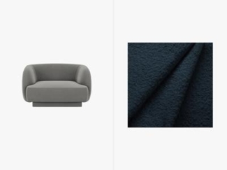Micadoni Sessel Miley 1-Sitzer Boucle Dunkelblau Kunststoff schwarz
