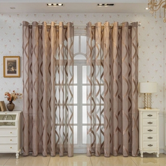 BYSURE Gardine Vorhang mit Wellenmuster (2 St), Ösen, halbtransparent, Voile, Bestseller, 2er-Set Halbtransparent Stores Gardinen für Wohnzimmer