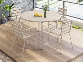 Vente-unique - MIRMANDE Gartenessgruppe Metall Beige - B 110 cm59 cm x H 74 cm79 cm x L 110 cm56 cm