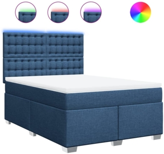 vidaXL Boxspringbett mit Matratze Blau 140x200 cm Stoff 3292831