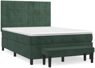 vidaXL Boxspringbett mit Matratze Dunkelgrün 140x190 cm Samt 3137842