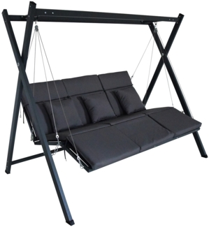 Gardissimo Hollywoodschaukel Gartenschaukel "Alicia 3" - inkl. Liegefunktion, bis 270 kg belastbar, 3-Sitzer, Liegefunktion, inkl. Auflagen und Zierkissen